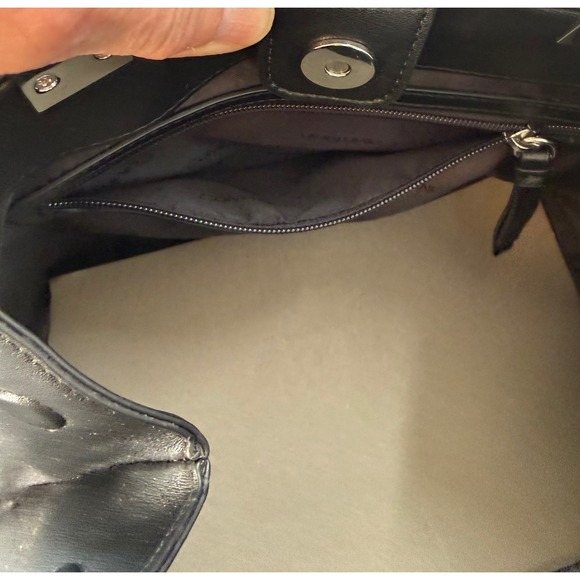 Calvin Klein Granite Satchel Black With Magnetic Snap MISSING CROSSBODY STRAP - Picture 13 of 13